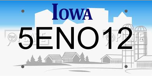 5ENO12 Iowa License Plate