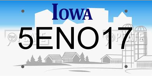 5ENO17 Iowa License Plate
