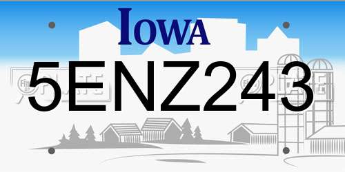 5ENZ243 Iowa License Plate