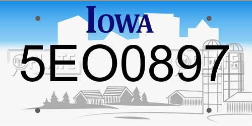 5EO0897 Iowa License Plate