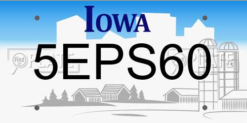 5EPS60 Iowa License Plate