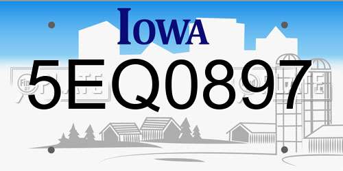 5EQ0897 Iowa License Plate