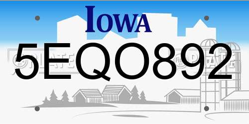 5EQO892 Iowa License Plate