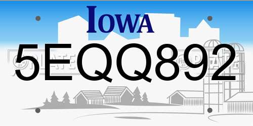 5EQQ892 Iowa License Plate