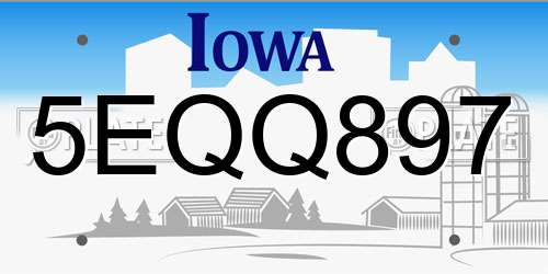 5EQQ897 Iowa License Plate