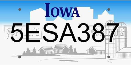 5ESA387 Iowa License Plate