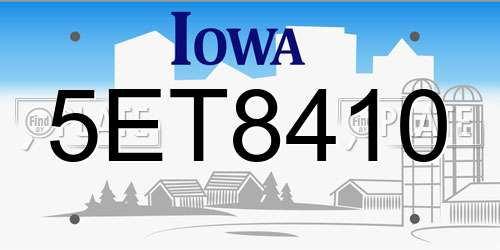 5ET8410 Iowa License Plate