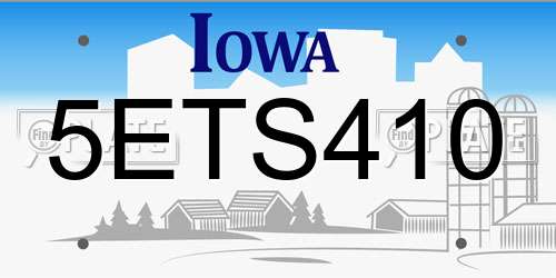 5ETS410 Iowa License Plate