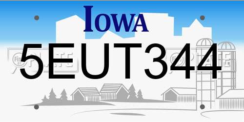 5EUT344 Iowa License Plate