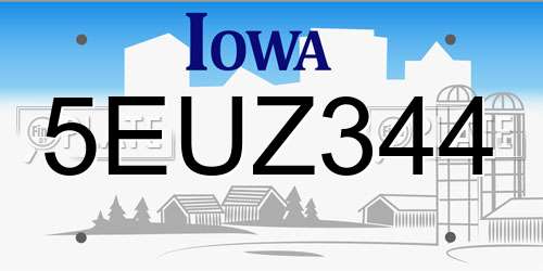5EUZ344 Iowa License Plate