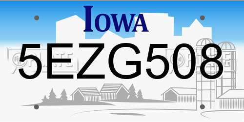 5EZG508 Iowa License Plate