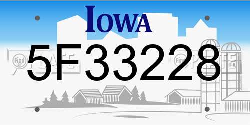 5F33228 Iowa License Plate