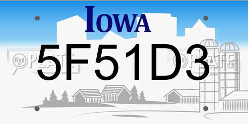 5F51D3 Iowa License Plate