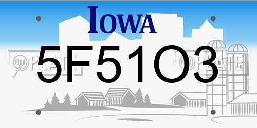 5F51O3 Iowa License Plate