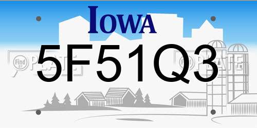 5F51Q3 Iowa License Plate