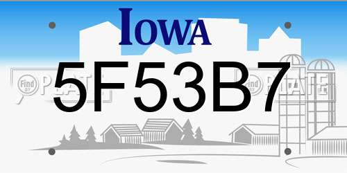 5F53B7 Iowa License Plate