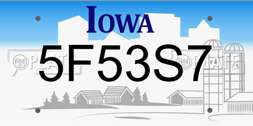 5F53S7 Iowa License Plate