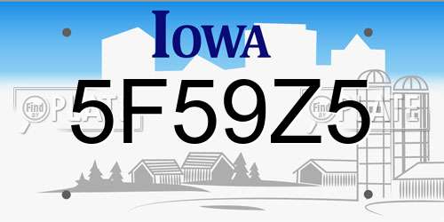5F59Z5 Iowa License Plate