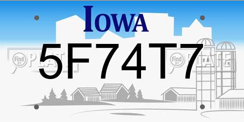 5F74T7 Iowa License Plate