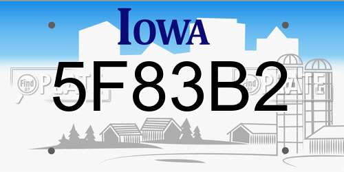 5F83B2 Iowa License Plate