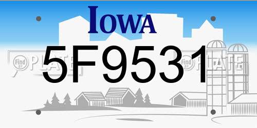 5F9531 Iowa License Plate