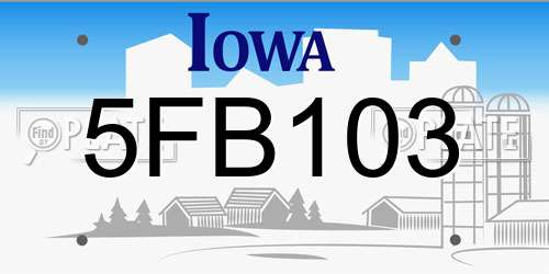 5FB103 Iowa License Plate
