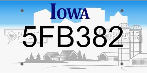5FB382 Iowa License Plate