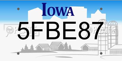 5FBE87 Iowa License Plate