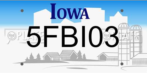 5FBI03 Iowa License Plate