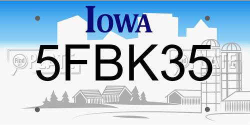 5FBK35 Iowa License Plate