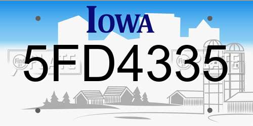 5FD4335 Iowa License Plate