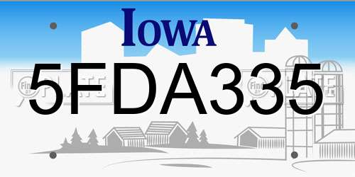 5FDA335 Iowa License Plate