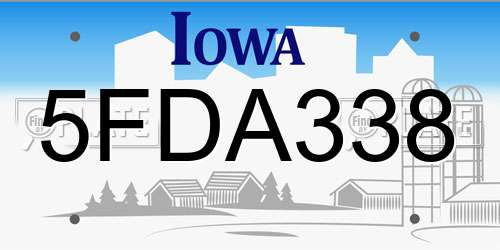 5FDA338 Iowa License Plate