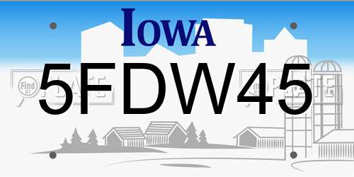 5FDW45 Iowa License Plate