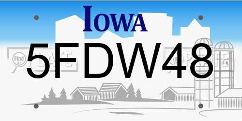 5FDW48 Iowa License Plate