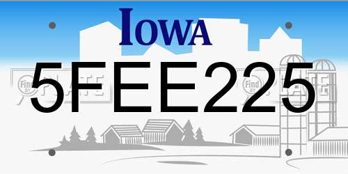 5FEE225 Iowa License Plate