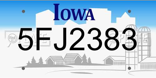 5FJ2383 Iowa License Plate
