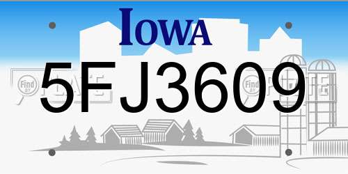 5FJ3609 Iowa License Plate