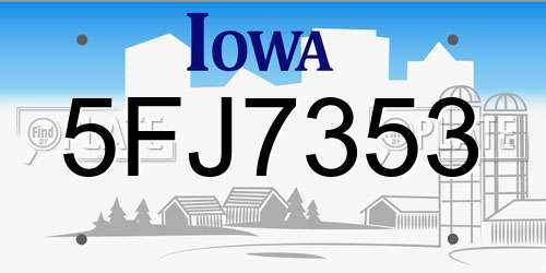 5FJ7353 Iowa License Plate