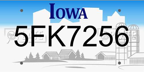 5FK7256 Iowa License Plate