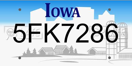 5FK7286 Iowa License Plate