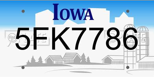 5FK7786 Iowa License Plate