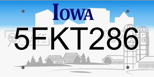 5FKT286 Iowa License Plate