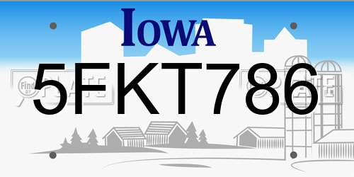 5FKT786 Iowa License Plate