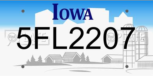 5FL2207 Iowa License Plate