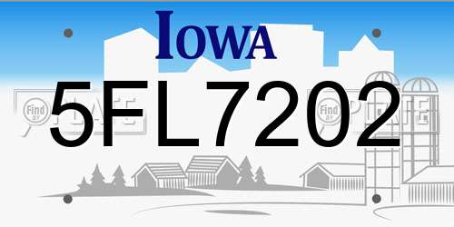 5FL7202 Iowa License Plate