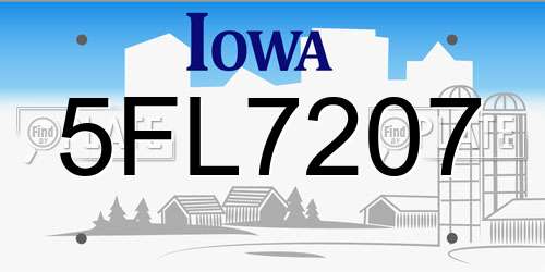 5FL7207 Iowa License Plate