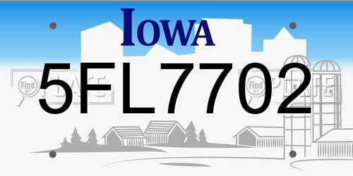 5FL7702 Iowa License Plate