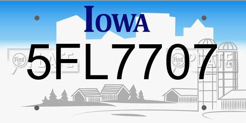 5FL7707 Iowa License Plate
