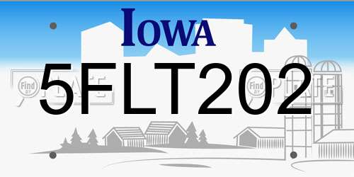 5FLT202 Iowa License Plate